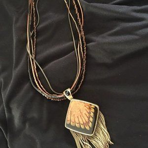 Chico's brass bead chain necklace